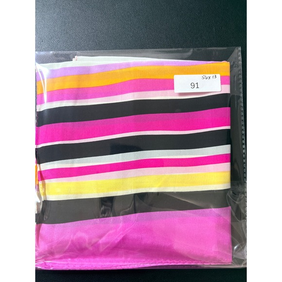 Liz Claiborne Silk Scarf Pink Yellow Black Striped Oblong Rectangular 56x13 - Picture 5 of 5